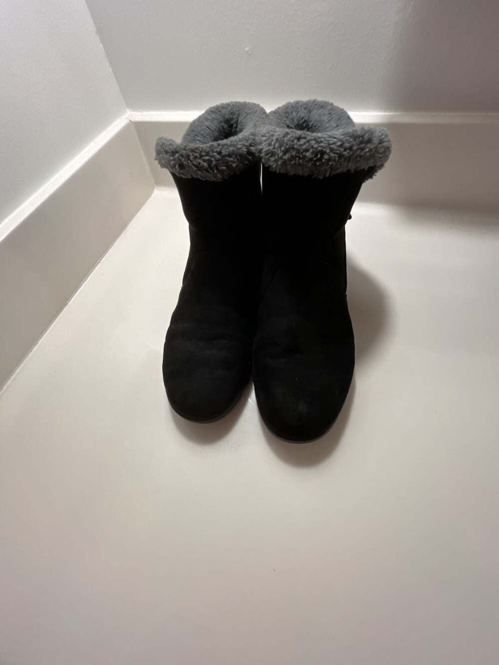 Dansko Mitzy Women's Black Suede Ankle Boots with Faux Fur Collar